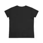 Back view of black short-sleeve crew neck t-shirt laid flat against white background, showing plain solid color design with no graphics