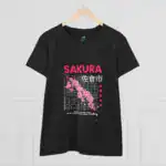 Black Sakura Graphic T-Shirt on Hanger