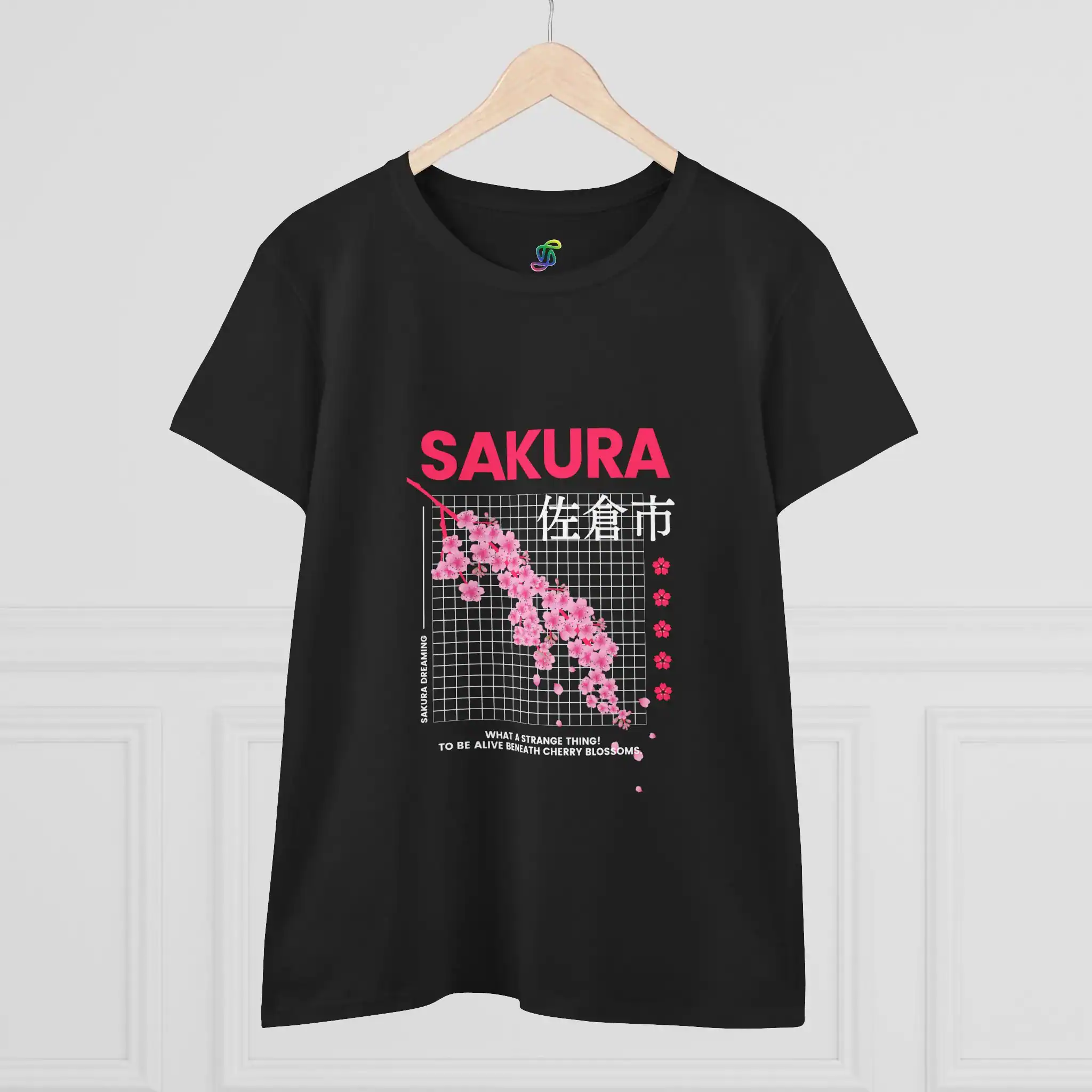 Black Sakura Graphic T-Shirt on Hanger Black Sakura Graphic T-Shirt on Hanger